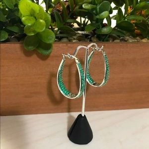 Green Silverstone Hoop Earrings